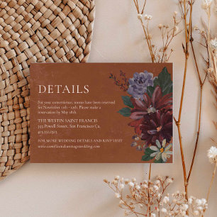 Informações Cartão de Detalhes do Casamento Floral Terracotta 