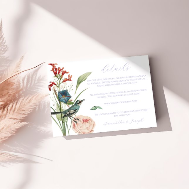 Informações Cartão de Detalhes do Casamento Floral Verde Sage (Criador carregado)