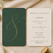 Cartão de Detalhes do Casamento Forest Emerald