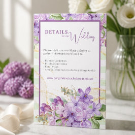 Informações Cartão de Detalhes do Casamento Lilás Roxo