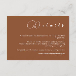Informações Cartão de Detalhes do Casamento Minimalista Terrac
