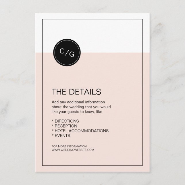 Informações Cartão de detalhes do casamento moderno editado po (Frente)