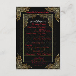 Informações Cartão de Detalhes do Casamento Muçulmano Preto e