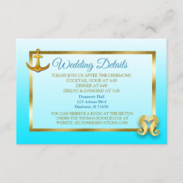 Informações Cartão de Detalhes do Casamento Náutico Azul e Dou