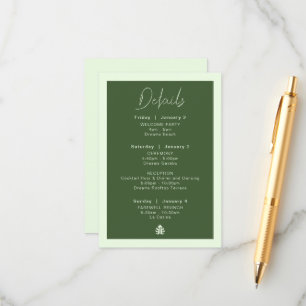Informações Cartão de Detalhes do Casamento no Destino