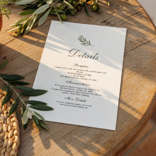 Informações Cartão de Detalhes do Casamento Olive Branch   Min