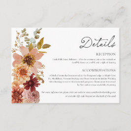 Informações Cartão de Detalhes do Casamento outono Terracotta