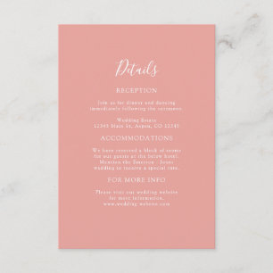 Informações Cartão de Detalhes do Casamento Pêssego