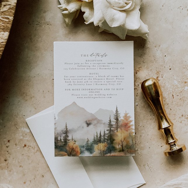 Informações Cartão de Detalhes do Casamento Rustic Watercolor  (Criador carregado)