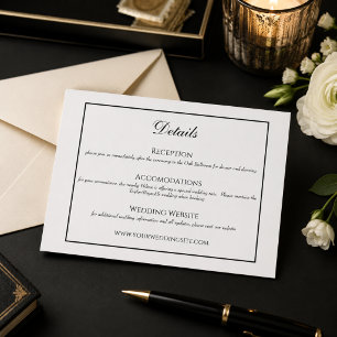 Informações Cartão de Detalhes do Casamento Tradicional de Pre