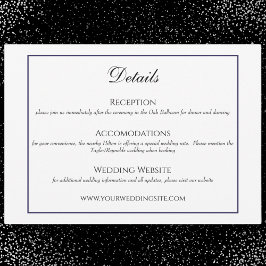 Informações Cartão de Detalhes do Casamento Tradicional de Pre