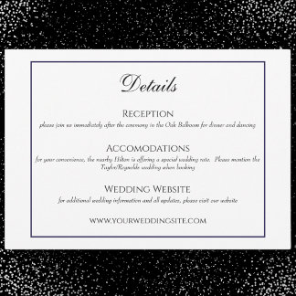 Informações Cartão de Detalhes do Casamento Tradicional de Pre