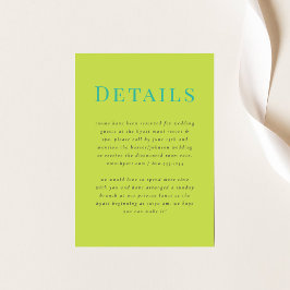 Informações Cartão de Detalhes do Casamento Tropical Moderno