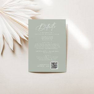 Informações Cartão de Detalhes do Casamento Verde do Charm Sag