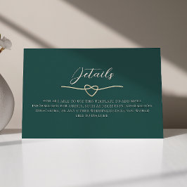 Informações Cartão de Detalhes do Casamento Verde Esmeralda