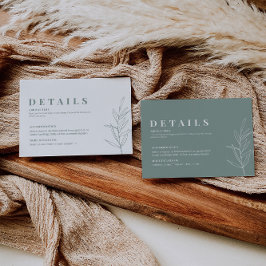 Informações Cartão de Detalhes do Casamento Verde Floral Sage
