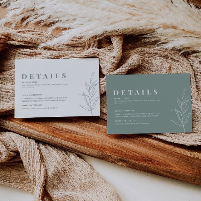 Informações Cartão de Detalhes do Casamento Verde Floral Sage (Criador carregado)