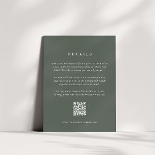 Informações Cartão de Detalhes do Casamento Verde Florestal co