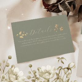 Informações Cartão de Detalhes do Casamento Verde Sage