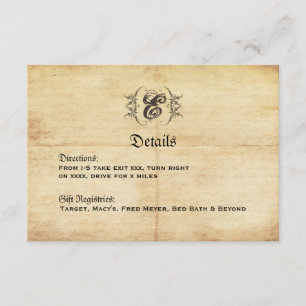 Informações Cartão de Detalhes do Casamento vintage Fairytale