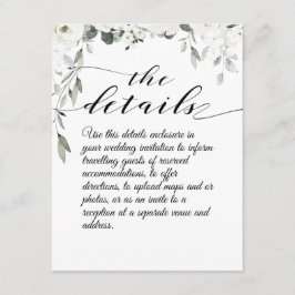 Informações Cartão de Detalhes do Casamento White Peony