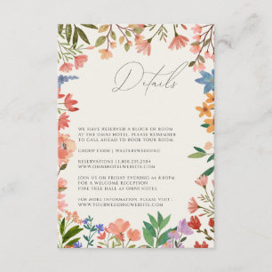Informações cartão de detalhes do script wildflower