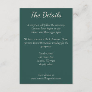 Informações Cartão de Detalhes do Verde Escuro, Borgonha e Boh