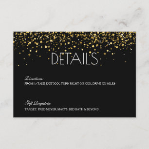 Informações Cartão de detalhes Dourado do casamento do brilho