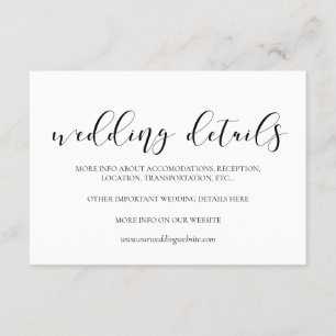 Informações Cartão de detalhes elegante do casamento do desig