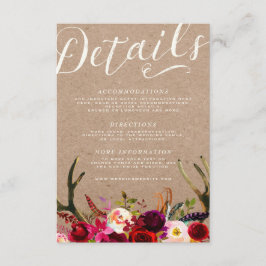 Informações CARTÃO DE DETALHES | Elegante Floral Boho Rustic A
