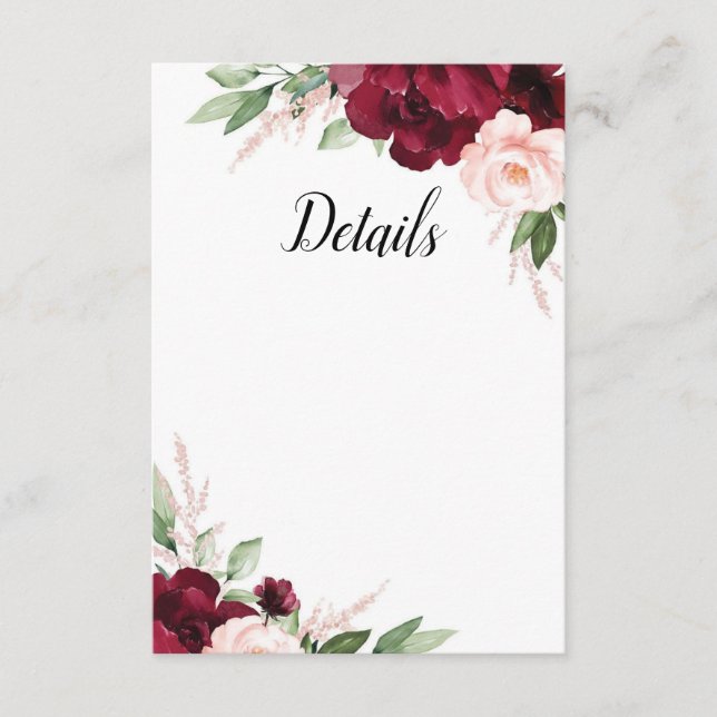 Informações Cartão de Detalhes Florais Queridos (Frente)