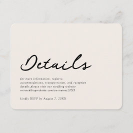 Informações Cartão de Detalhes Formais de Casamento de Beige E
