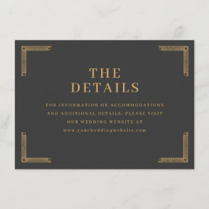 Informações Cartão de Detalhes Preto Elegante Vintage