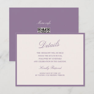 Informações Cartão de Detalhes QR de Casamento no Jardim Malva