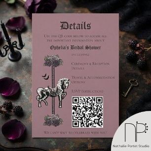 Informações Cartão de Detalhes QR do Cavalo Esqueleto Rosa