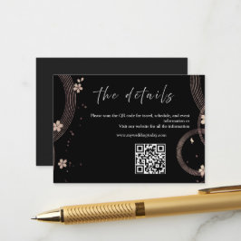 Informações Cartão de Detalhes QR Preto e Dourado Elegante