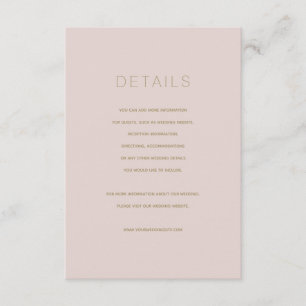 Informações Cartão de Detalhes Simples de Casamento de Beige