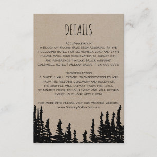 Informações Cartão de detalhes Woodsy rústico do casamento d
