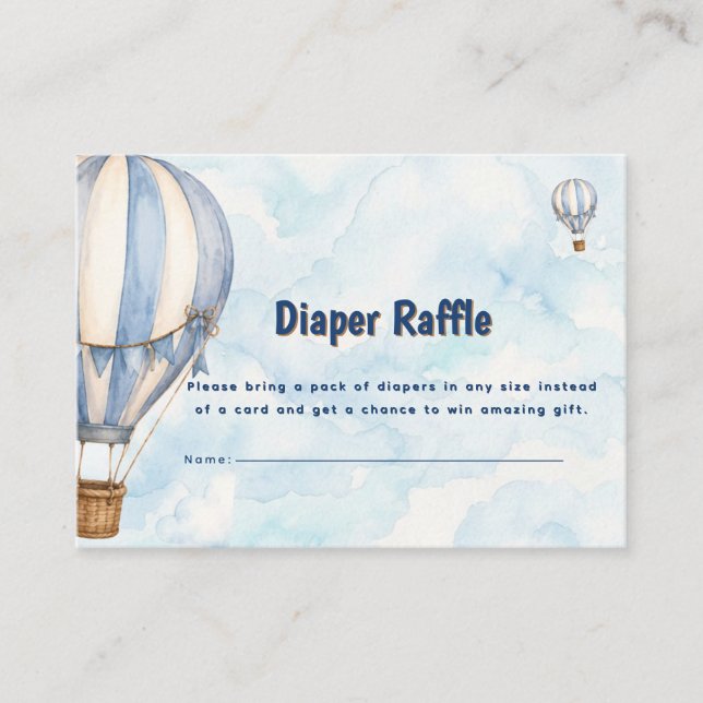 Informações Cartão de Diaper Raffle de Chuveiro de Bebê com Ba (Frente)