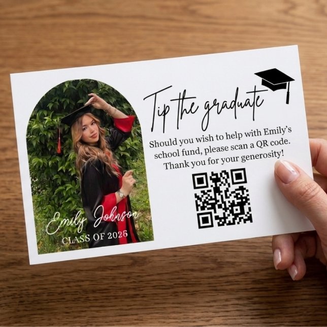 Informações Cartão de Dica de Formatura com Código QR de Prese (Criador carregado)