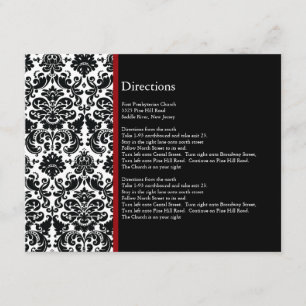 Informações Cartão de Direção de Acabamento Vermelho em Damasc