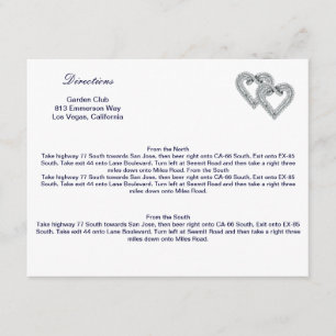 Informações Cartão de Direção Ice Blue Hearts Personalizado