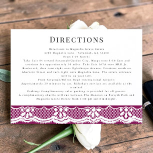 Informações Cartão de Direções de Casamento Formal Borgonha co