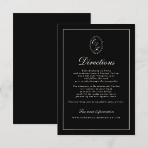 Informações Cartão de Direções para Casamento Black Tie Clássi