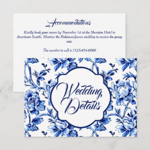Informações Cartão de Enclausura de Casamento Floral Azul e Br