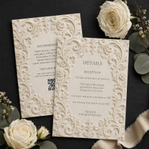 Cartão de Enclausura de Casamento Floral Barroco E