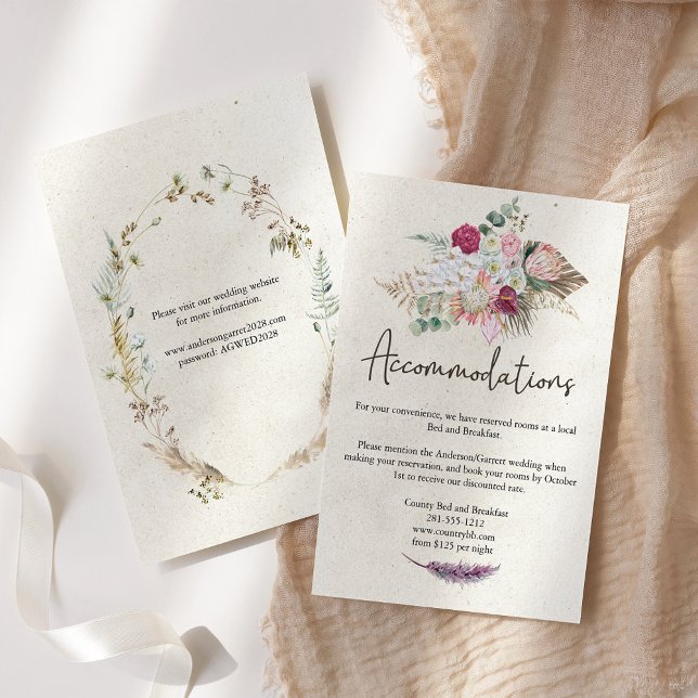 Informações Cartão de Enclausura de Casamento Floral Boho Past (Criador carregado)