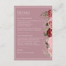 Cartão de Enclausura de Casamento Floral Rosa Poei