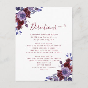 Informações Cartão de Enclausura de Casamento Floral Roxo e Br