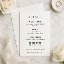 Informações Cartão de Enclausura de Casamento Mínimo Editável